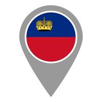 Liechtenstein flag location pin, flag application, Flag on Location Pin, map pointer, illustration. vector