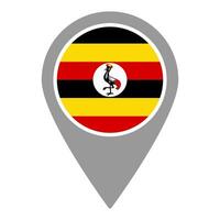 Uganda flag location pin, flag application, Flag on Location Pin, map pointer, illustration. vector