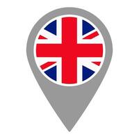 Uk flag location pin, flag application, Flag on Location Pin, map pointer, illustration. vector