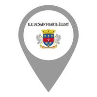 Saint Barthelemy flag location pin, flag application, Flag on Location Pin, map pointer, illustration. vector