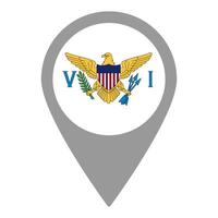 United States Virgin Islands flag location pin, flag application, Flag on Location Pin, map pointer, illustration. vector