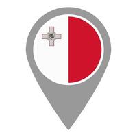 Malta flag location pin, flag application, Flag on Location Pin, map pointer, illustration. vector