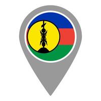 New Caledonia flag location pin, flag application, Flag on Location Pin, map pointer, illustration. vector