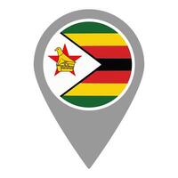 Zimbabwe flag location pin, flag application, Flag on Location Pin, map pointer, illustration. vector