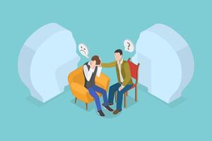3D Isometric Flat Conceptual Illustration of Empathy, Open Mind Intelligence vector