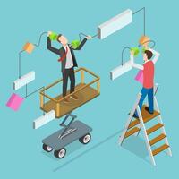 3D Isometric Flat Conceptual Illustration of Flowchart, Bussiness Flow Diagram vector