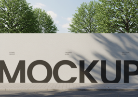 Street Billboard Mockup with Front Angle View, Tree Shadow and four Trees Behind psd