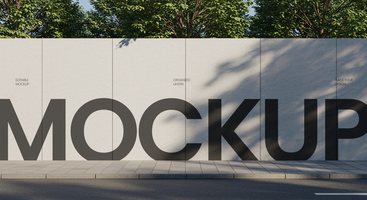 Street Billboard Mockup with Front Angle View, Tree Shadow and Three Trees Behind 3 psd