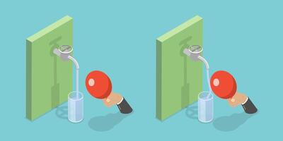 3D Isometric Flat Conceptual Illustration of Static Attraction, Balloon and Water Experiment vector