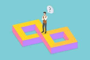 3D Isometric Flat Conceptual Illustration of Impossible Shape, Illusion Geometry vector