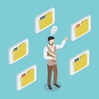 3D Isometric Flat Conceptual Illustration of File Formats, PC Documents vector