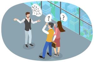 3D Isometric Flat Conceptual Illustration of Difficult Conversation, Language Barriers vector