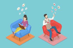 3D Isometric Flat Conceptual Illustration of Introvert Vs Extravert, Different Mindsets vector