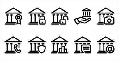 Set of 10 micro icons as bank, bank security, unlock bank vector