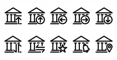 Set of 10 micro icons as upload bank, receive bank, send bank vector