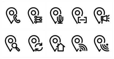 Set of 10 micro icons as call location, location, voice location vector