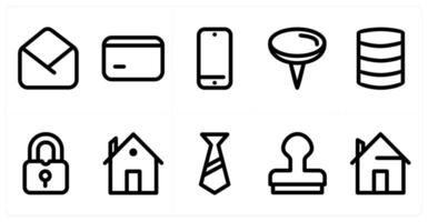 Set of 10 micro icons as message, credit card, mobile vector