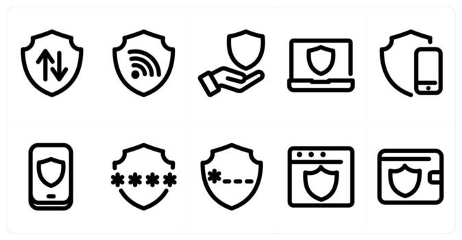 conjunto de 10 micro íconos como sincronizar seguridad, Wifi seguridad, seguridad vector