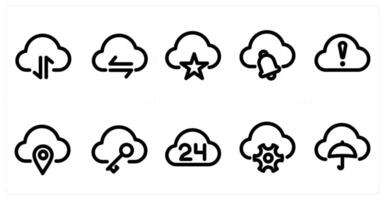 Set of 10 micro icons as cloud sync, favorite cloud, cloud notification vector