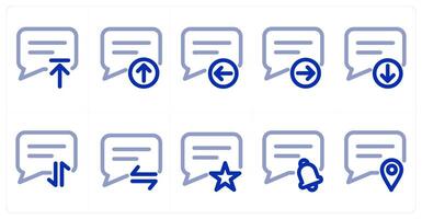 A set of 10 micro icons as upload message, receive message, send message vector