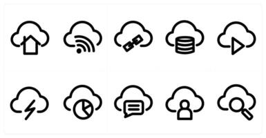 Set of 10 micro icons as home cloud, cloud wifi, cloud link vector