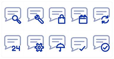 A set of 10 micro icons as message search, message setting, shopping message vector