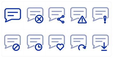 A set of 10 micro icons as mesage, wrong message, share message vector