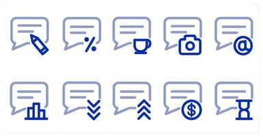 A set of 10 micro icons as edit message, discount message, tea message vector