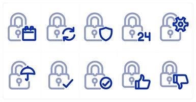 A set of 10 micro icons as lock calendar, update lock, lock security vector