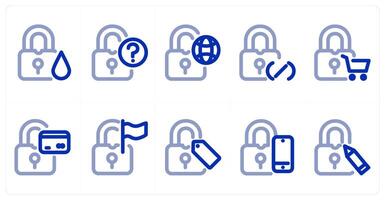 A set of 10 micro icons as lock, lock query, global lock vector