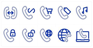 A set of 10 micro icons as call transfer, call, cart call vector
