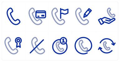 A set of 10 micro icons as call, call payment, flag call vector
