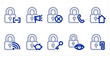A set of 10 micro icons as lock, lock volume, remove lock vector