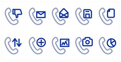 A set of 10 micro icons as dislike call, call message, call vector