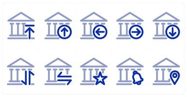 A set of 10 micro icons as upload bank, receive bank, send bank vector