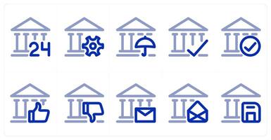 A set of 10 micro icons as 24x7 bank, bank setting, bank insurance vector