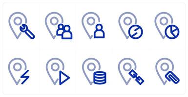 A set of 10 micro icons as location maintenance, location, location prohibited vector