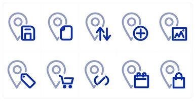 A set of 10 micro icons as location, file location, sync location vector