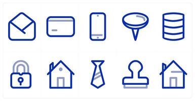 A set of 10 micro icons as message, credit card, mobile vector