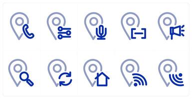 A set of 10 micro icons as call location, location, voice location vector