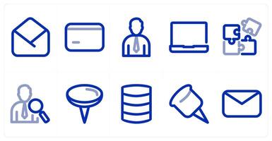 A set of 10 micro icons as message, credit card, businessman vector