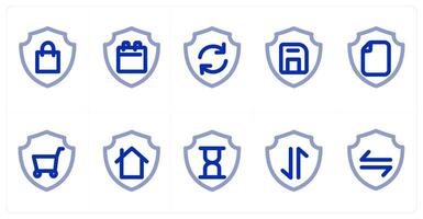 A set of 10 micro icons as shopping security, calendar security, update security vector