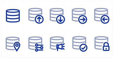 A set of 10 micro icons as server, server upload, server download vector
