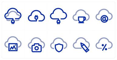 A set of 10 micro icons as cloud connection, cloud, cloud mail vector