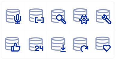A set of 10 micro icons as server, search database, server maintenance vector