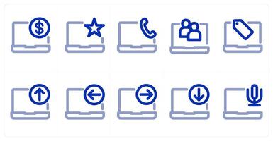 A set of 10 micro icons as online payment, favorite laptop, laptop call vector