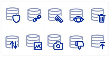 A set of 10 micro icons as server protection, server link, server vision vector