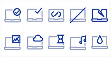 A set of 10 micro icons as approve laptop, laptop, laptop prohibited vector