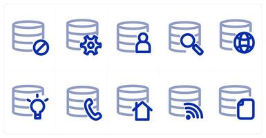 A set of 10 micro icons as server prohibited, server settings, user server vector