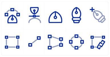 A set of 10 micro icons as bezier tool, bezeir vector